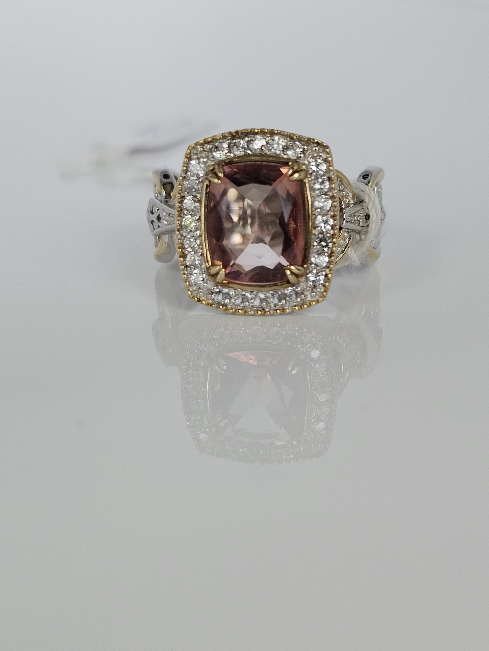 Natural Morganite & Diamond Palladium Sterling Silver 18k Ring Size 7.5! NEW - Picture 15 of 15
